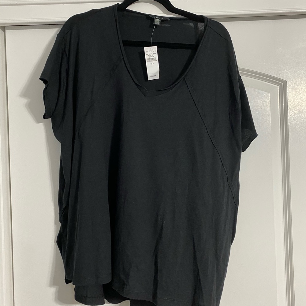 AE Studio Loose T Shirt Top Black Medium NWT